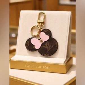 Pink and Brown Luxury Mini ears Keychain/bag charm w/ full inclusion- New